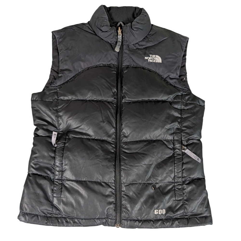 The North Face Girls 600 Fill Down Puffer Vest Black Ripstop Full Zip M